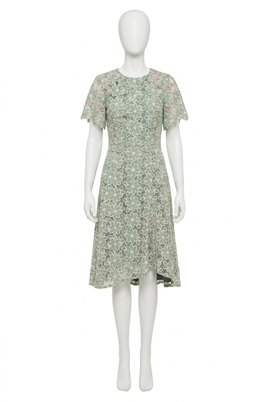NEW MAGGY LONDON floral lace midi dress in green/cream